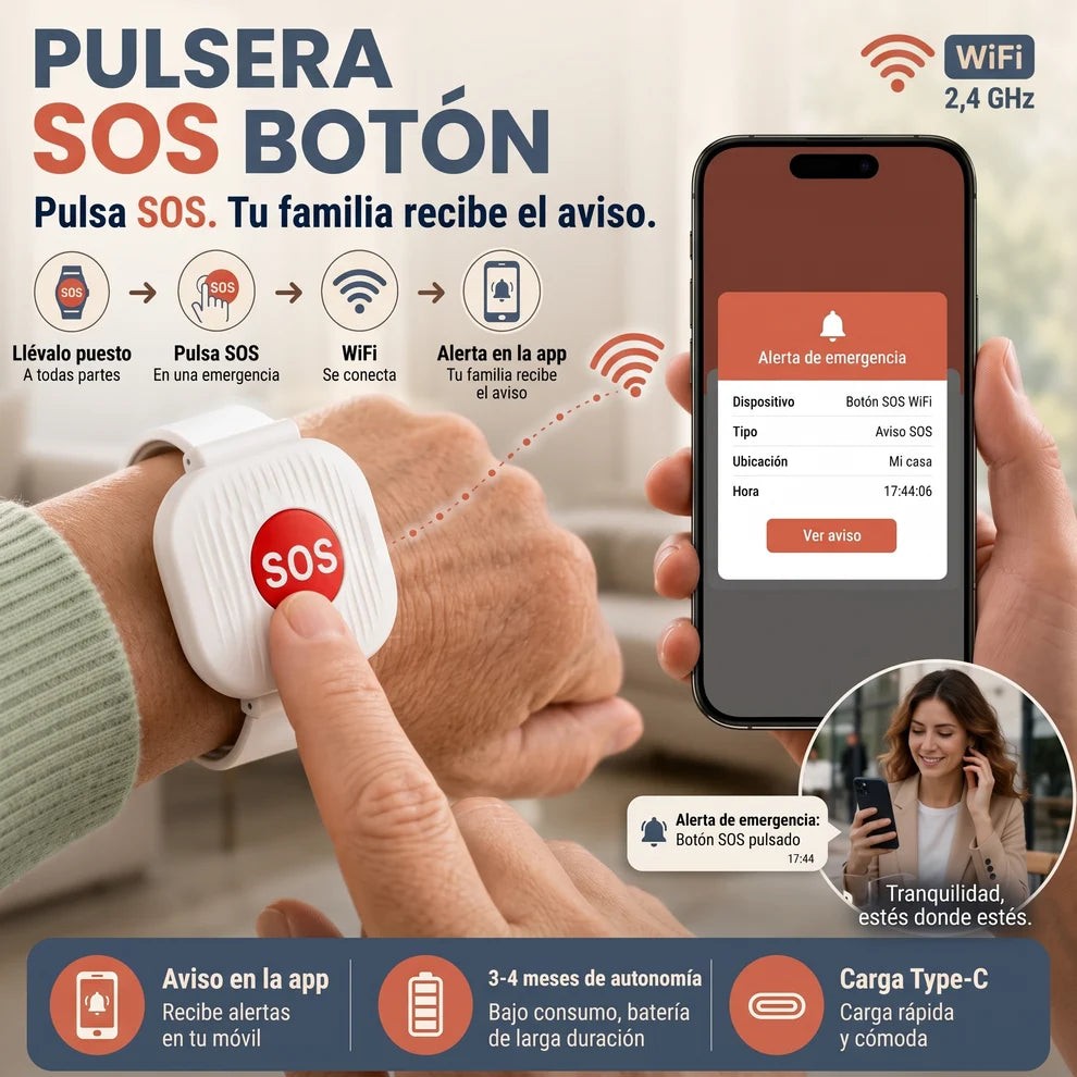 Pulsera de Emergencia con Botón SOS