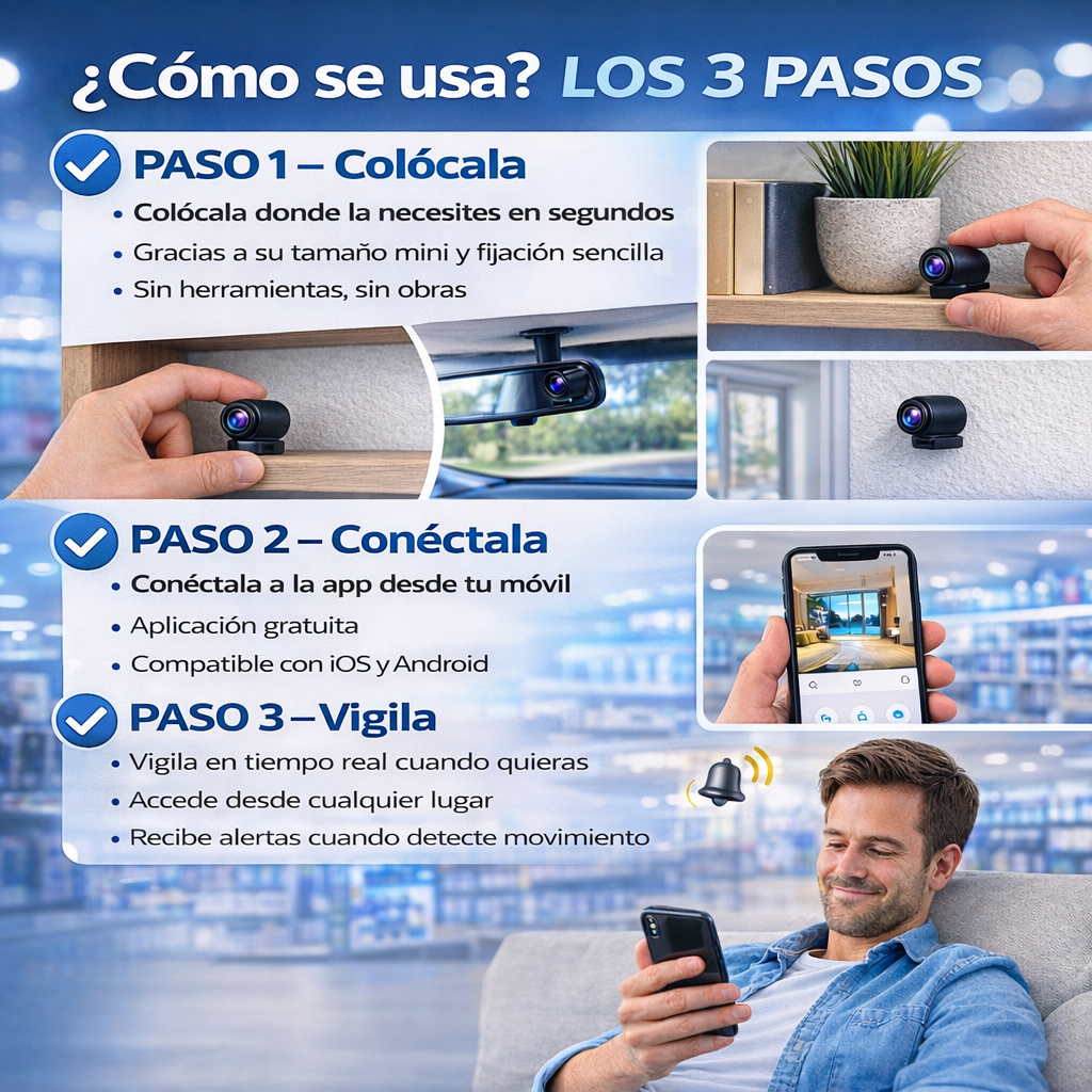 Mini Cámara de Seguridad WiFi 1080P