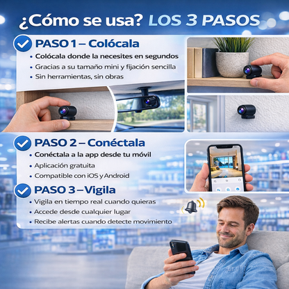 Mini Cámara de Seguridad WiFi 1080P